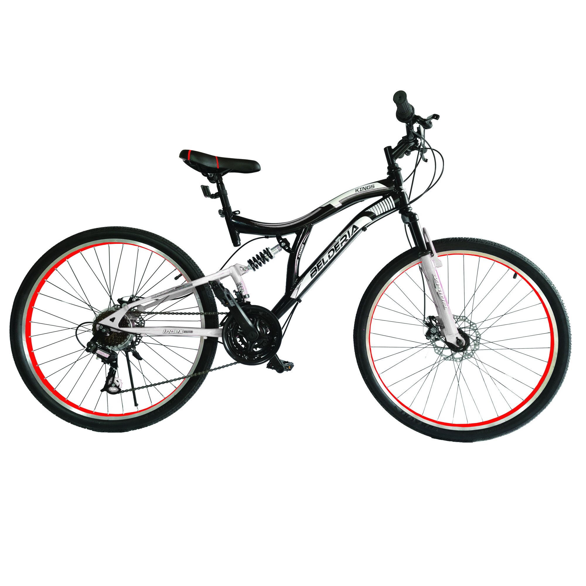 Bicicleta MTB, Full Suspensie, Vision Kings 2D, Culoare Negru/Alb, Roata 26