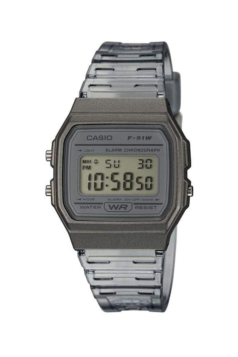 Casio, Унисекс цифров часовник с хронограф, Полупрозрачен / сив