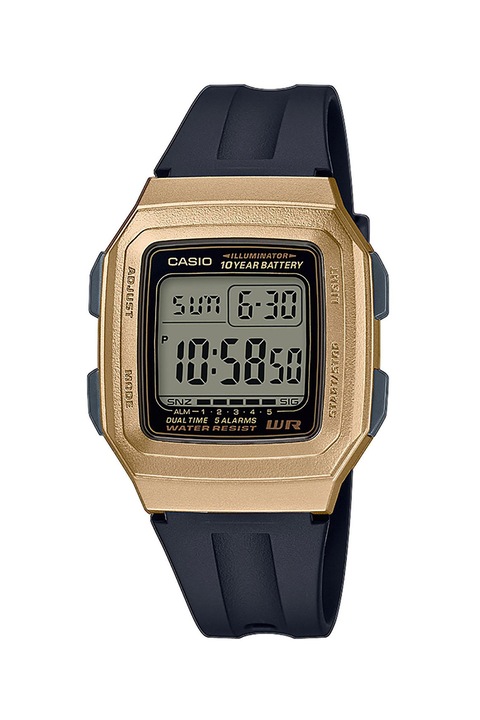 Casio, Унисекс мултифункционален цифров часовник с хронограф, Черен/Бронз