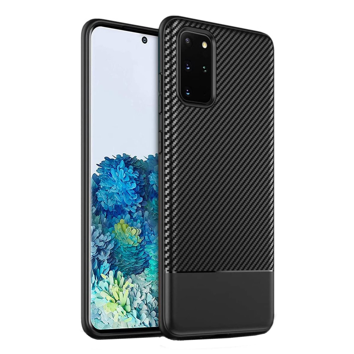 Husa Samsung Galaxy S20 cu fibra de carbon, Slim Antisoc, carcasa spate, Negru