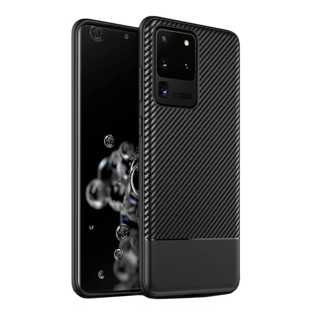 Husa Samsung Galaxy S20 ULTRA cu fibra de carbon, Slim Antisoc, carcasa spate, Negru