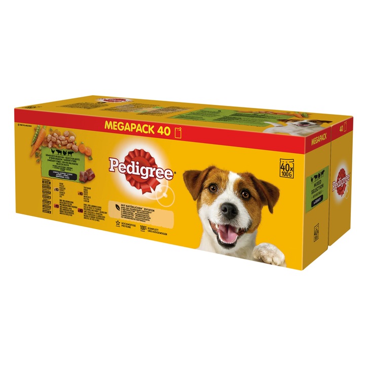Hrana umeda pentru caini Pedigree Adult, Megapack plicuri, 40 x 100g