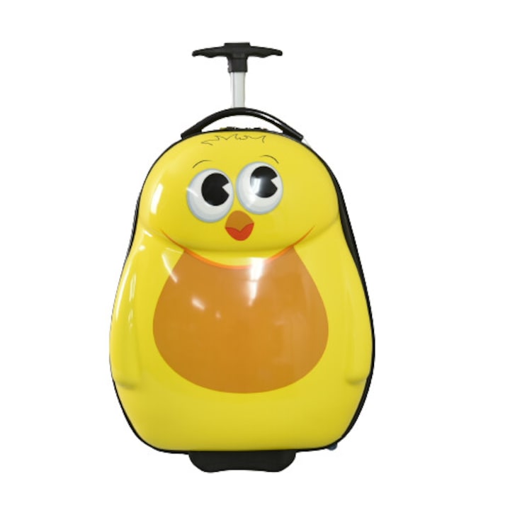 Детски куфар Perfect line 31799 с пиле, ABS/PC, 30/46/24 см, Жълт