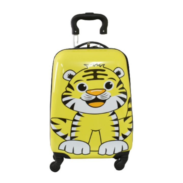Детски куфар Perfect line 31800 с тигърче, ABS/PC, 31/47/21 см, Жълт