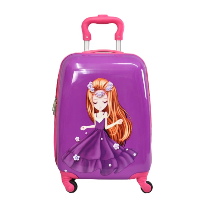 Детски куфар Perfect line 31800 с принцеса, ABS/PC, 31/47/21 см, Лилав