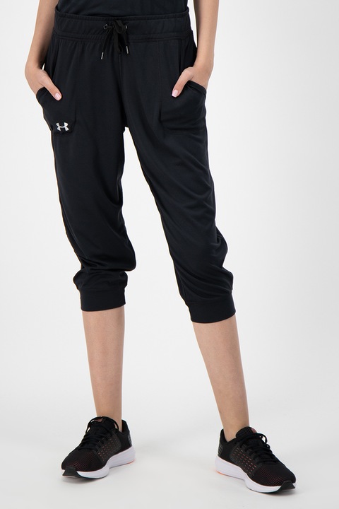 Under Armour, Soli capri fitnesznadrág megkötős derékrésszel, Fekete