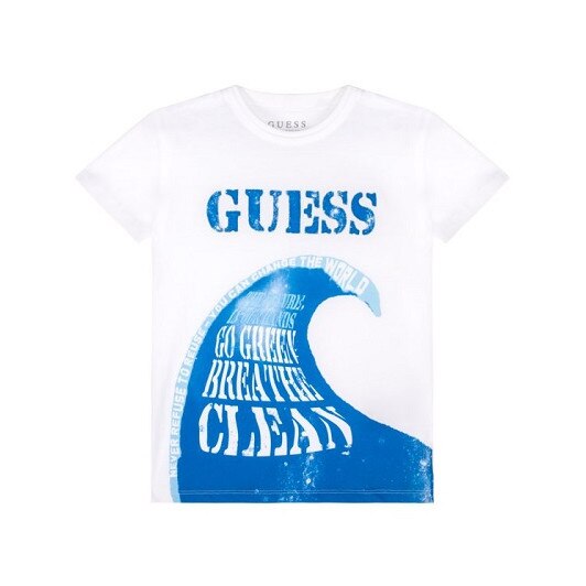 Tricou baieti, Guess, cu imprimeu, Alb/Albastru