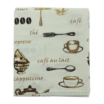 Fata de masa, model tacamuri si scris, multicolor, bumbac, 1800 mm Fata de masa, model tacamuri si scris, multicolor, bumbac, 1800 mm