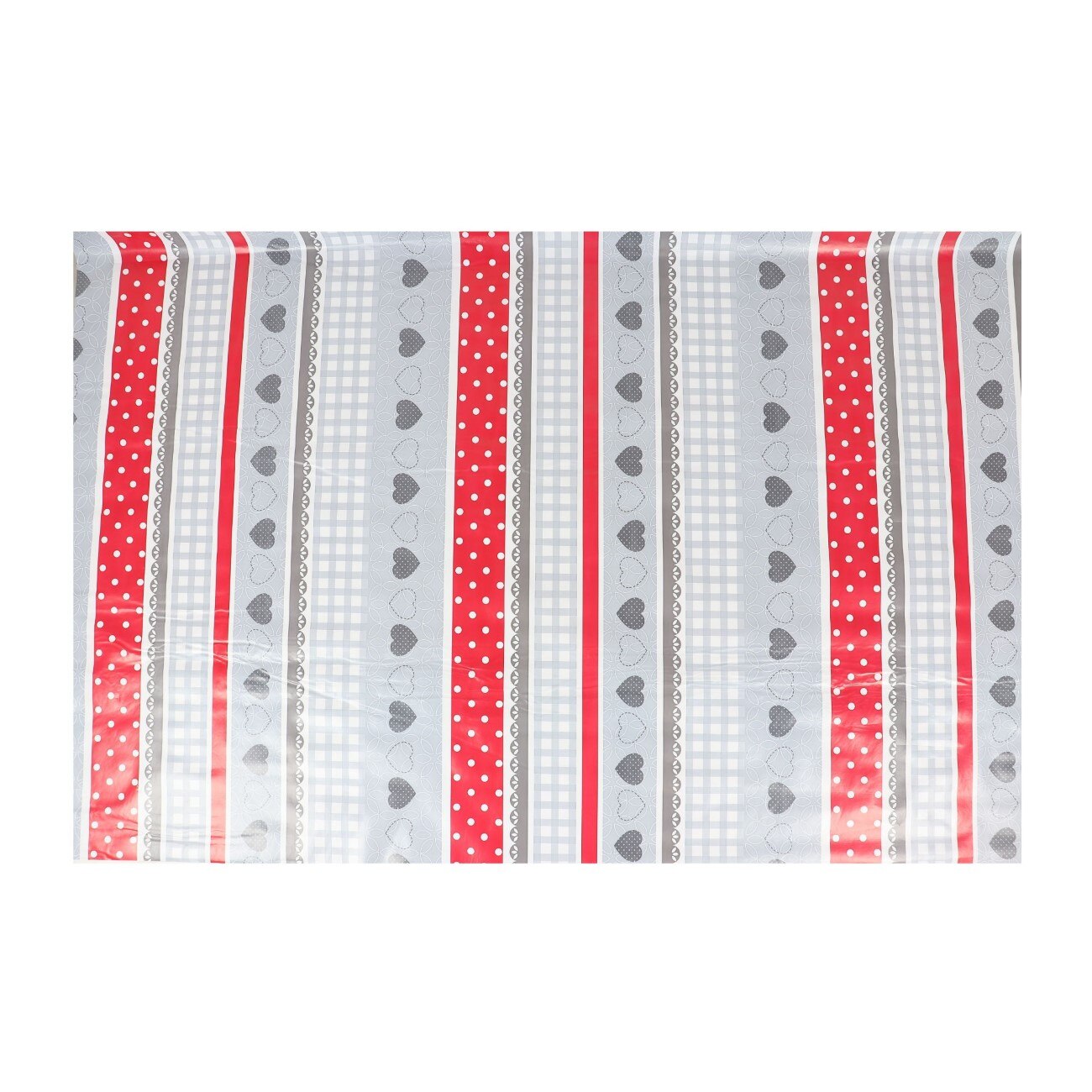 Fata de masa, model liniar cu inimiare, multicolor, PVC, 160 cm