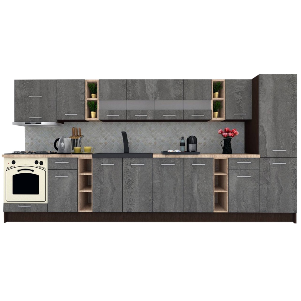 Set Bucatarie Marina New 390 A, Wenge / Decor K352, 390 x 195,5 x 60 cm