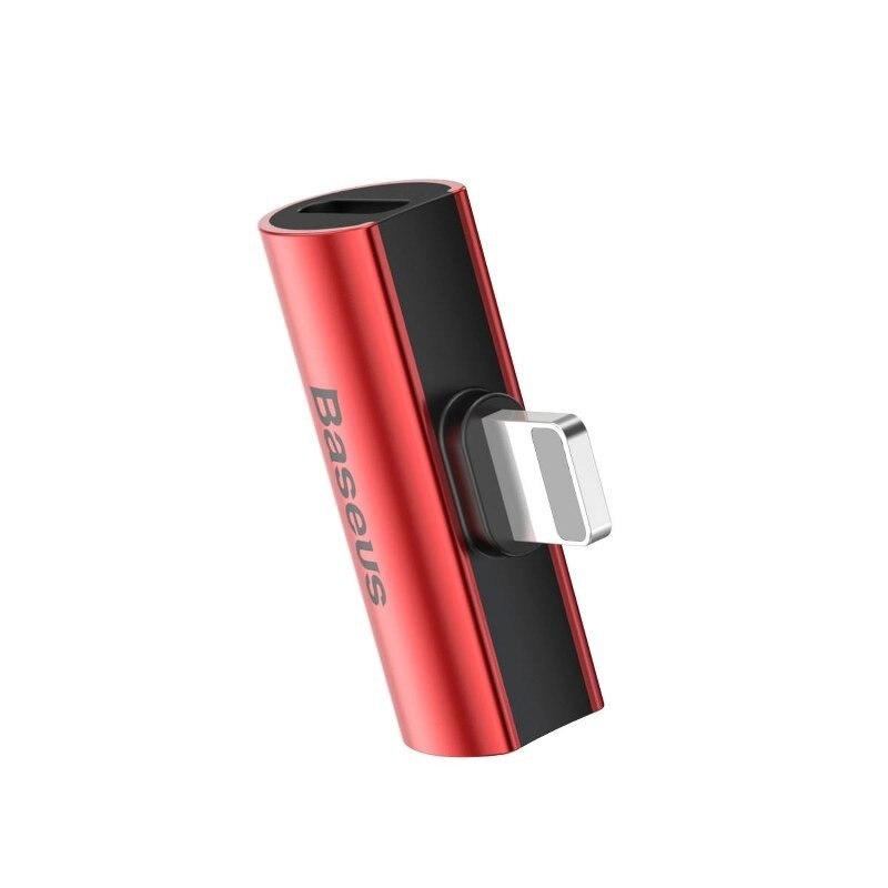 Adaptor Baseus, Audio Converter L46, Lightning To 2 x Lightning, Rosu