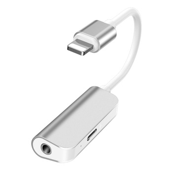 Adaptor audio Baseus 3 in 1L50 cu Lightning si Jack 3.5 mm, cu posibilitate de apel, gri Adaptor audio Baseus 3 in 1L50 cu Lightning si Jack 3.5 mm, cu posibilitate de apel, gri
