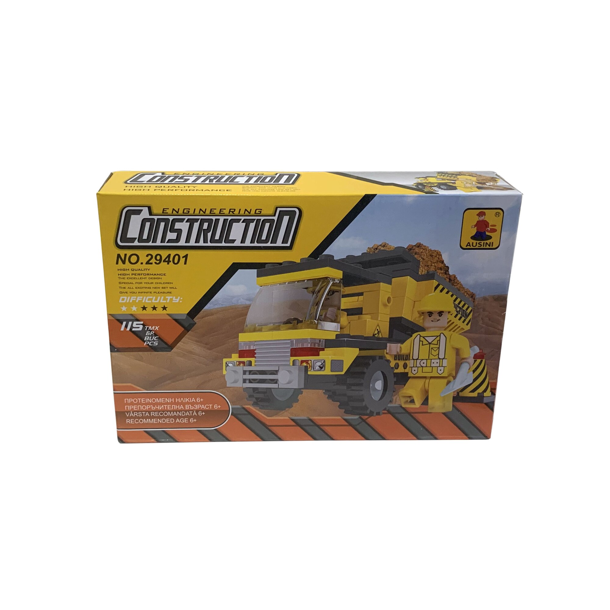 Set de constructie Bibilel pentru copii, Masina de constructii, 115 piese, BBL1663