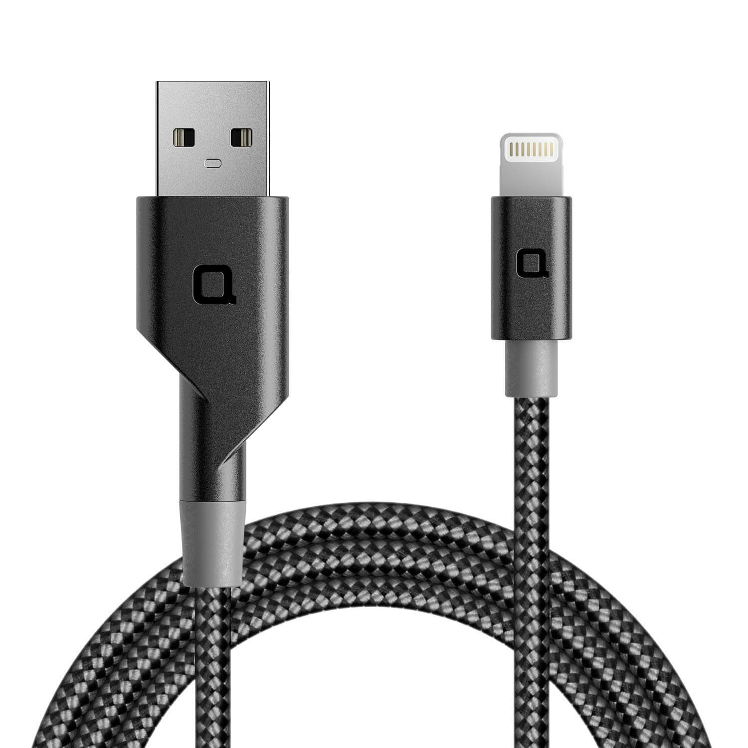 Cablu Lightning cu impletitura de carbon pentru iPhone, iPad si dispozitive cu port Lightning, Nonda Zus, Negru