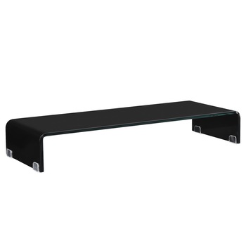 Suport pentru monitor Pretoria S80, en.casa, 80 x 30 x 13 cm, sticla, negru lacuit Suport pentru monitor Pretoria S80, en.casa, 80 x 30 x 13 cm, sticla, negru lacuit