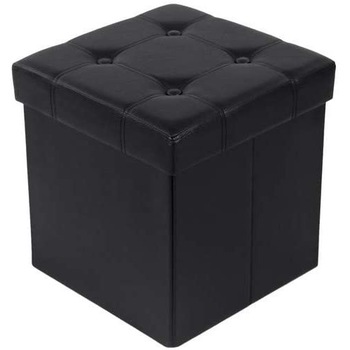 Taburet cu spatiu depozitare, Pliabil, Negru, 38 x 38 x 40 cm Taburet cu spatiu depozitare, Pliabil, Negru, 38 x 38 x 40 cm