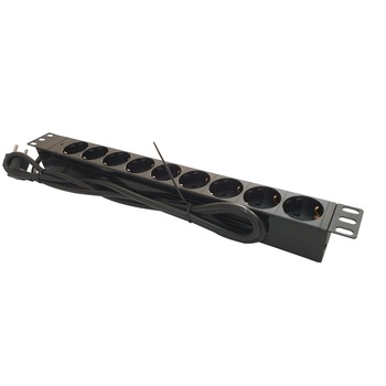 Bara alimentare profesionala PDU rack 19'' din plastic LanKATT, cu 9 prize SCHUKO si alimentare prin conector Schuko Bara alimentare profesionala PDU rack 19'' din plastic LanKATT, cu 9 prize SCHUKO si alimentare prin conector Schuko