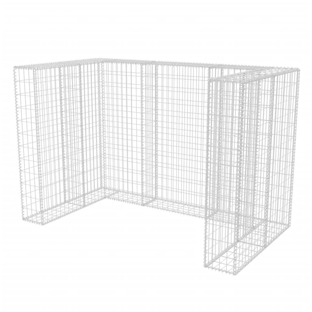Gabion dublu inconjurator pentru pubela, vidaXL, Otel, 180 x 100 x 120 cm, Argintiu