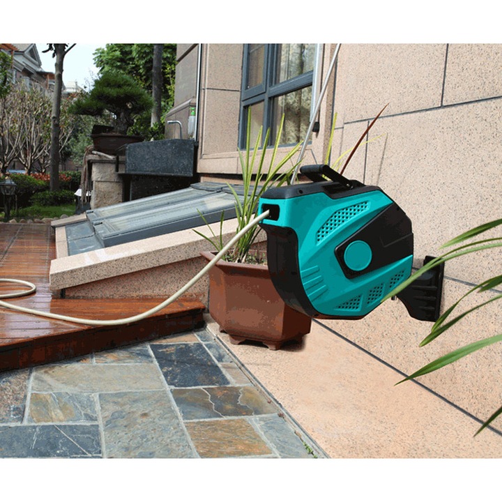 Tambur de perete cu furtun gradina, Sokotools, 30m, 1/2" diametru, rulare automata, accesorii incluse, furtun 4 straturi