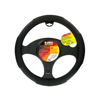 Husa volan Kuro Premium, marimea M, diametru 37-39cm, Negru Husa volan Kuro Premium, marimea M, diametru 37-39cm, Negru