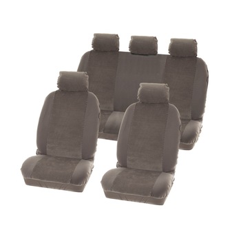 Set Huse scaune auto Denver, fata/spate, 9 piese, culoare Gri Set Huse scaune auto Denver, fata/spate, 9 piese, culoare Gri