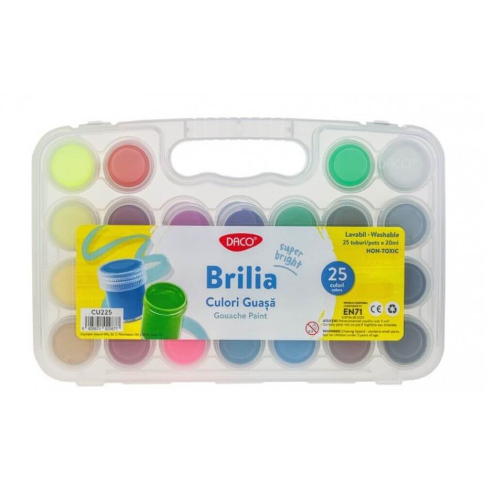 Culori Guasa DACO, 25 Bucati/Set, 20 ml/Tub, Model Brilia
