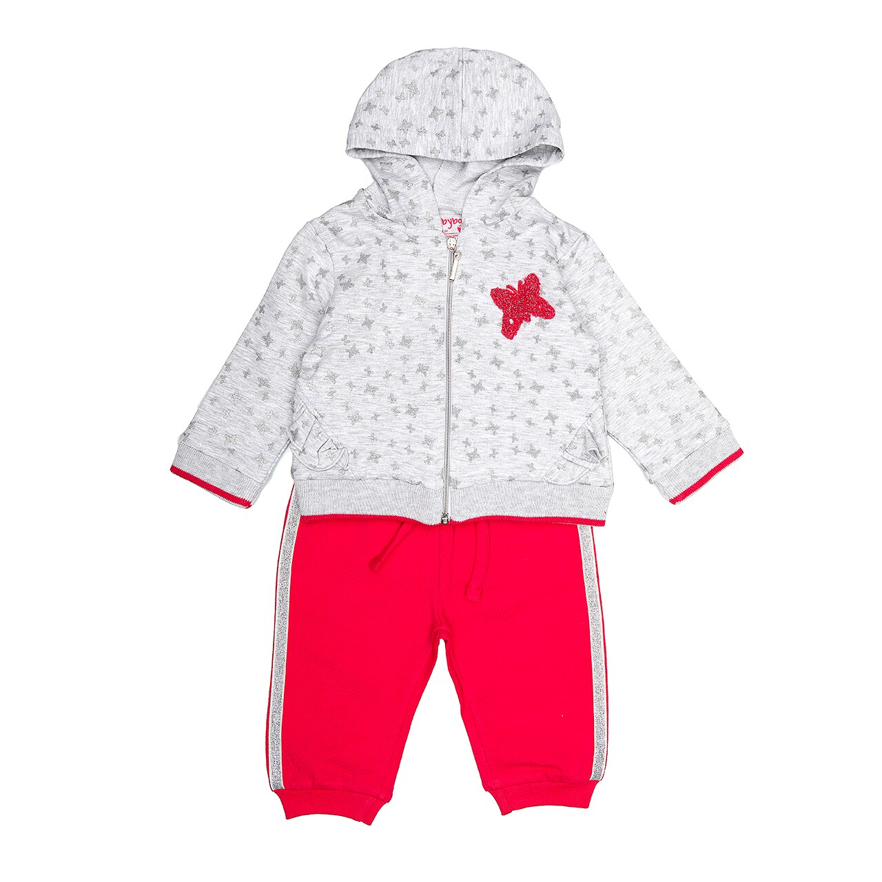 Trening Babybol fete, imprimeu fluturi gliterati, gri