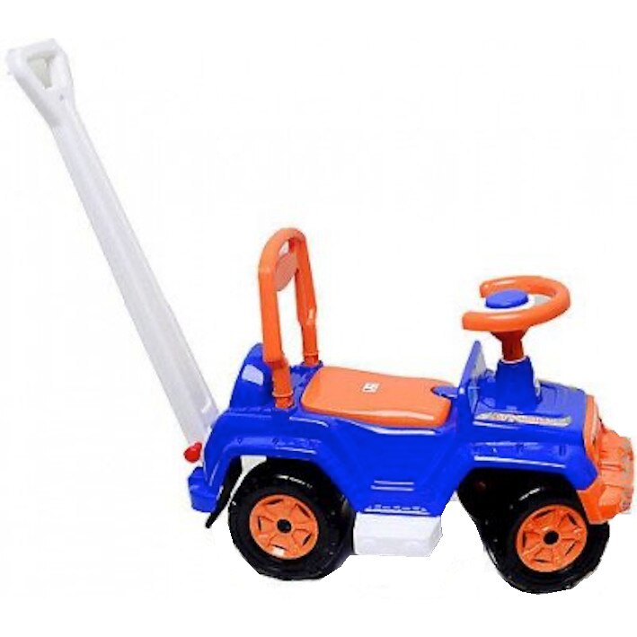 Masinuta premergator RideOn Malipen cu maner parental, albastru cu portocaliu