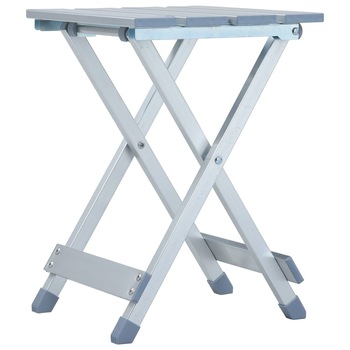 Taburet pliabil de camping, vidaXL, Aluminiu eloxat, 28 x 26 x 39 cm, Argintiu Taburet pliabil de camping, vidaXL, Aluminiu eloxat, 28 x 26 x 39 cm, Argintiu