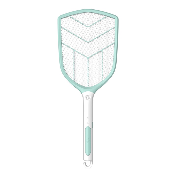 Paleta electrica anti-insecte, Platinet 45236, cu baterie tip 18650 de 1200 mAh, incarcare USB si functie iluminare LED Verde