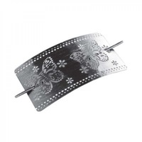 Accesoriu perdea/draperie metal imprimat cu model fluture negru/argintiu