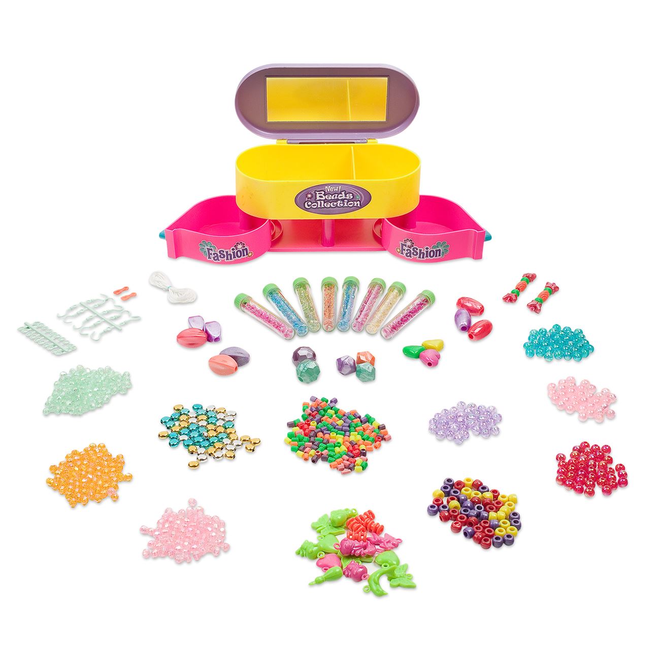 Set de creatie bijuterii, cu margele, fire, stand cu oglinda