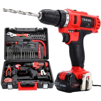 Masina de gaurit si insurubat (bormasina) pe acumulator Teeno, 21V, 2 x Baterie litiu-ion, 1500 mah, 2 trepte 550/1550 RPM, 40Nm, mandrina rapida 10mm, 41 Accesorii, incarcator, Valiza transport Masina de gaurit si insurubat (bormasina) pe acumulator Teeno, 21V, 2 x Baterie litiu-ion, 1500 mah, 2 trepte 550/1550 RPM, 40Nm, mandrina rapida 10mm, 41 Accesorii, incarcator, Valiza transport