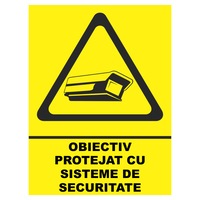 Indicator placuta PVC - Obiectiv protejat cu sisteme de securitate, 15x20 cm