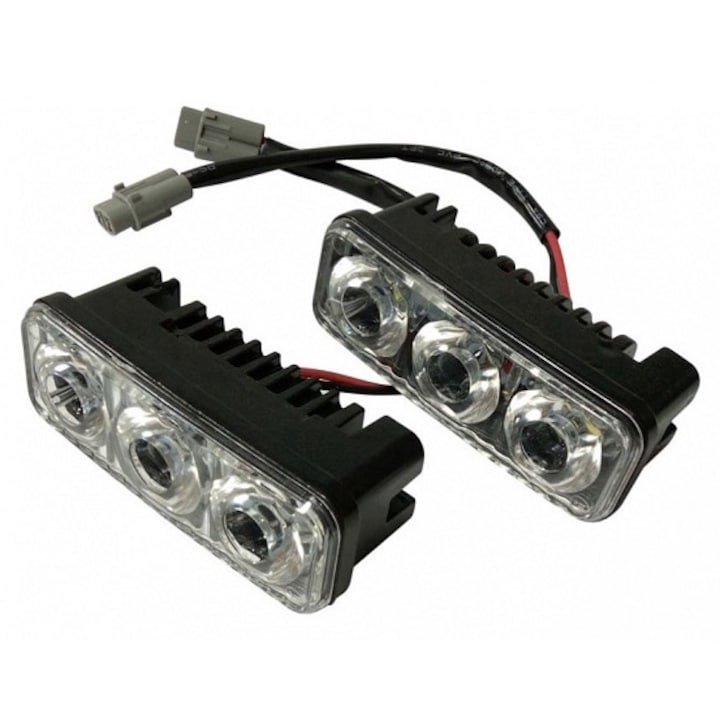 Proiectoare LED DRL EVO, Lumini de zi, Alb Rece,6000k, 3LED