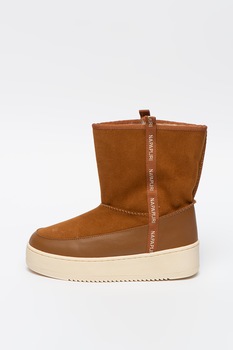 Napapijri, Ghete fara inchidere din piele intoarsa ecologica cu insertii din piele ecologica River, Maro caramel, 6 Napapijri, Ghete fara inchidere din piele intoarsa ecologica cu insertii din piele ecologica River, Maro caramel, 6