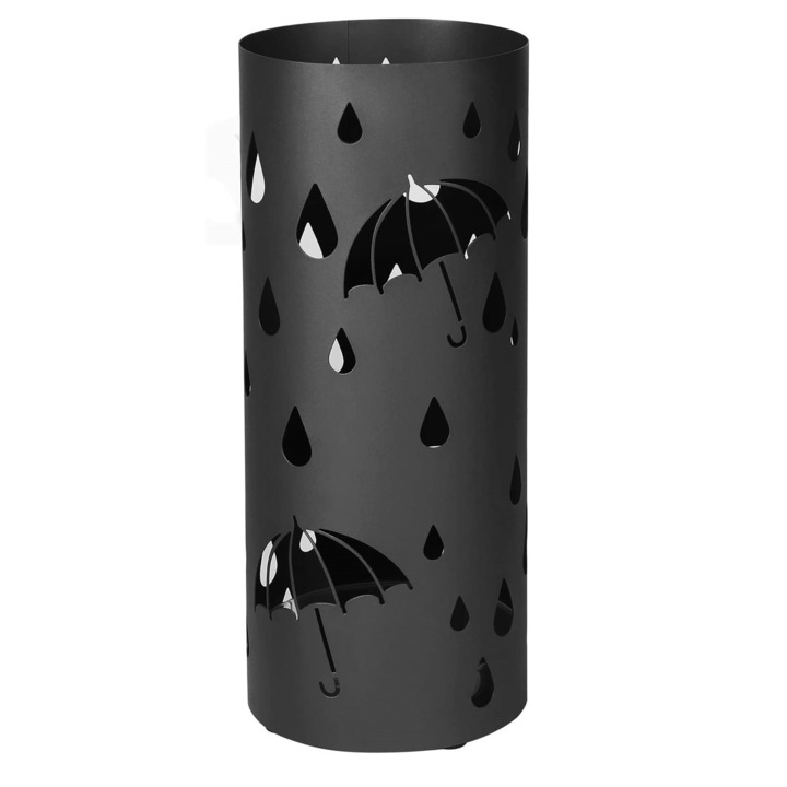 Suport umbrele rotund, Metal, Negru, 49 x Ø 195 cm