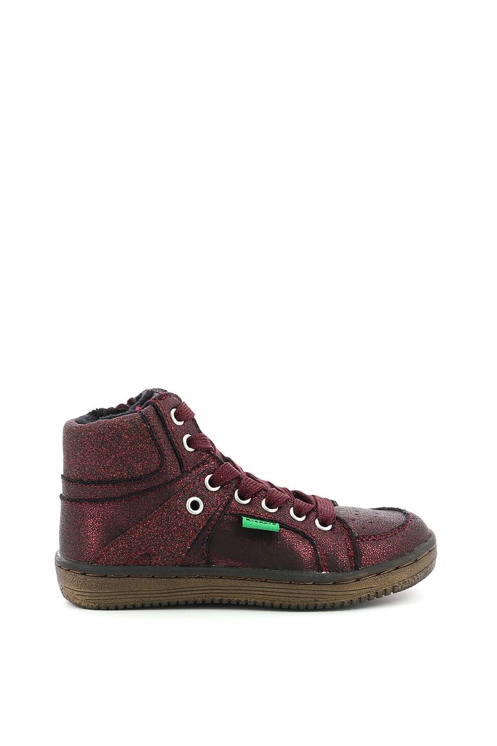 Kickers kids, Pantofi sport inalti din piele ecologica cu captuseala din blana sintetica