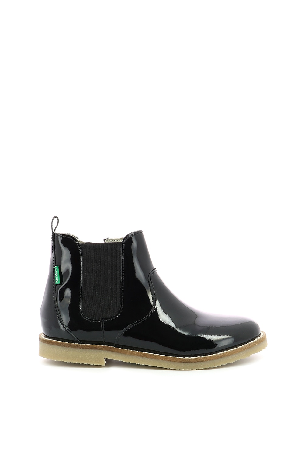 Kickers kids, Ghete Chelsea din piele lacuita, Negru, 28 EU