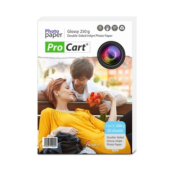 Hartie Foto Dual Side High Glossy 250 g, 10x15 cm, 50 coli Hartie Foto Dual Side High Glossy 250 g, 10x15 cm, 50 coli