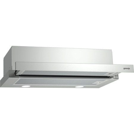 Hota incorporabila decorativa Gorenje BHP623E10X, putere de absorbtie 328 mc/h, 1 motor, 2 filtre, 60 cm, Inox