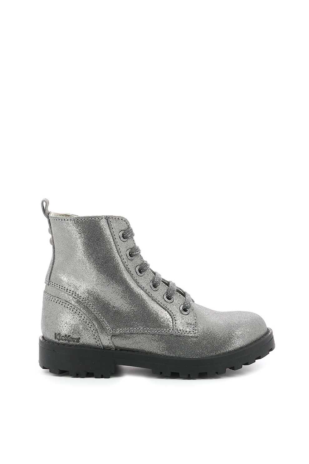 Kickers kids, Bocanci din piele cu aspect stralucitor, Argintiu, 28 EU