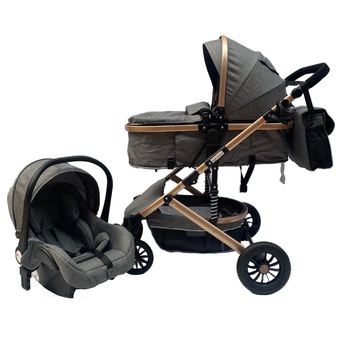 Carucior 3 in 1, reversibil, cu suspensii, reversibil, compact, T2-G, Gri - Krista® Carucior 3 in 1, reversibil, cu suspensii, reversibil, compact, T2-G, Gri - Krista®