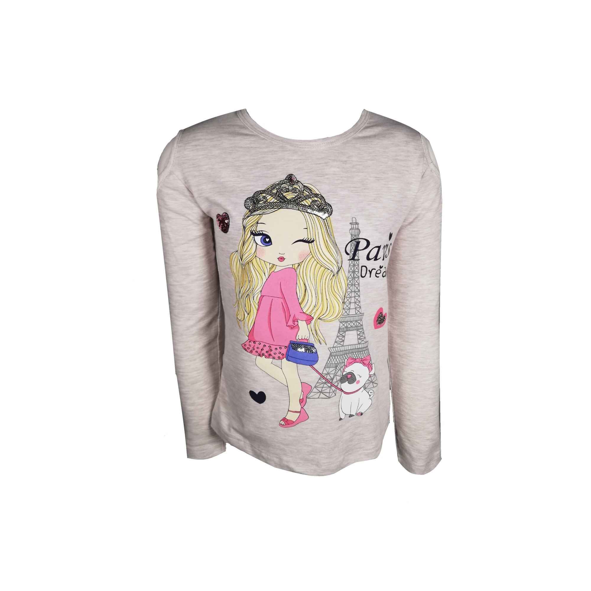 Bluza fete, gri deschis, din bumbac
