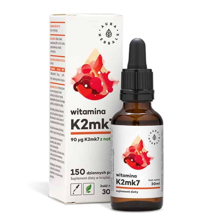 Supliment alimentar Aura Herbals Vitamina K2mk7 in picaturi - 30 ml