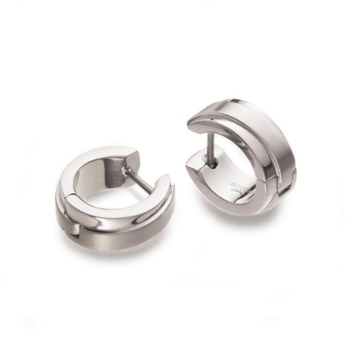 Cercei din titan, Boccia Titanium, 0560-01, argintiu