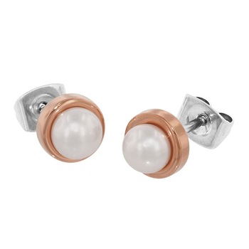 Cercei din titan, Boccia Titanium, 0594-03, Argintiu/ Auriu Rose Cercei din titan, Boccia Titanium, 0594-03, Argintiu/ Auriu Rose