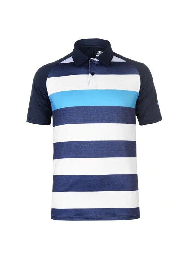 Tricou polo pentru barbati, Slazenger, Performance Bold, Model cu dungi orizontale, Albastru, 3XL