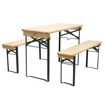 Set berarie, masa dreptunghiulara, cu 2 banci, din metal cu lemn, 51 x 110 x 75 cm Set berarie, masa dreptunghiulara, cu 2 banci, din metal cu lemn, 51 x 110 x 75 cm