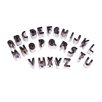 Set 26 forme pentru biscuiti, Luigi Ferrero Norsk FR-1827, inox, 2x2.5 cm, litere alfabet Set 26 forme pentru biscuiti, Luigi Ferrero Norsk FR-1827, inox, 2x2.5 cm, litere alfabet